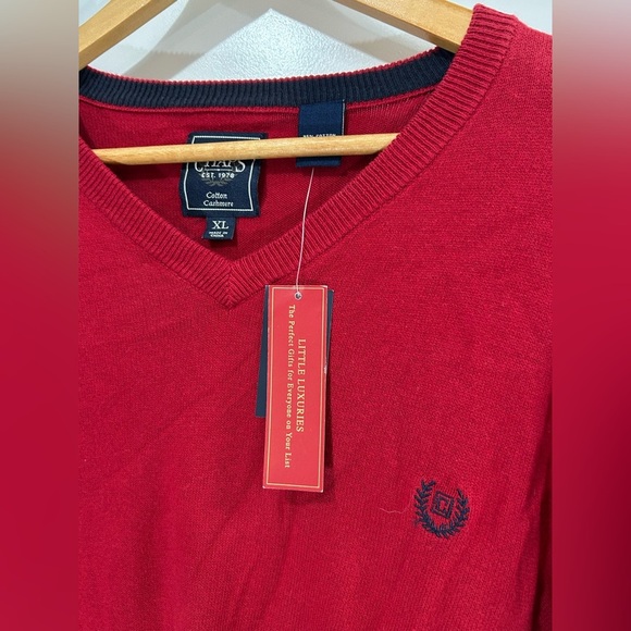 NWT Chaps Cotton Cashmere Sweater Pullover Red Regular Fit Men's XL - Picture 2 of 8
